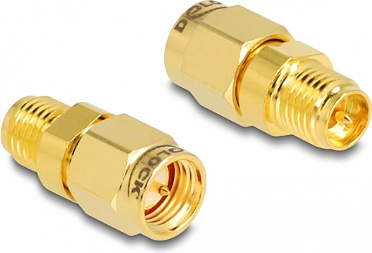 Adapter DeLOCK RP-SMA femër në SMA mashkull, 50Ω, i artë