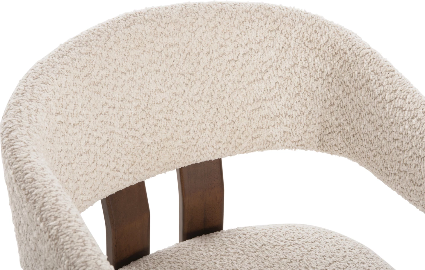 Karrige për ngrënie ZARRA FH9970.03, dru gome, ngjyrë arre, pëlhurë boucle ecru, 55,5x59x81,5H cm, set prej 2 copash