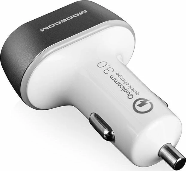 Karikues veture Modecom MC-CU2C1-07, 2x USB-A + 1x USB-C, 2.4A, Quick Charge 3.0, 12/24V, i bardhë