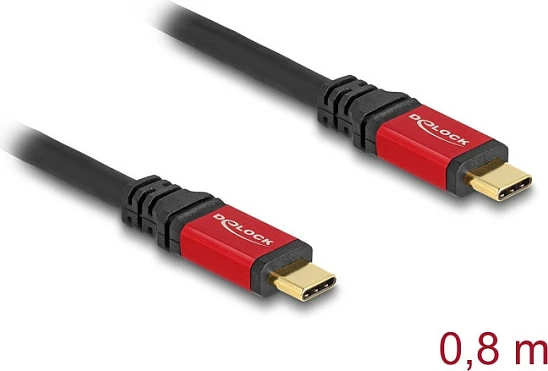 Kabllo USB-C DeLOCK USB4 Gen 2x2 20Gbps, PD 100W, 0.8 m, kuqe/zezë