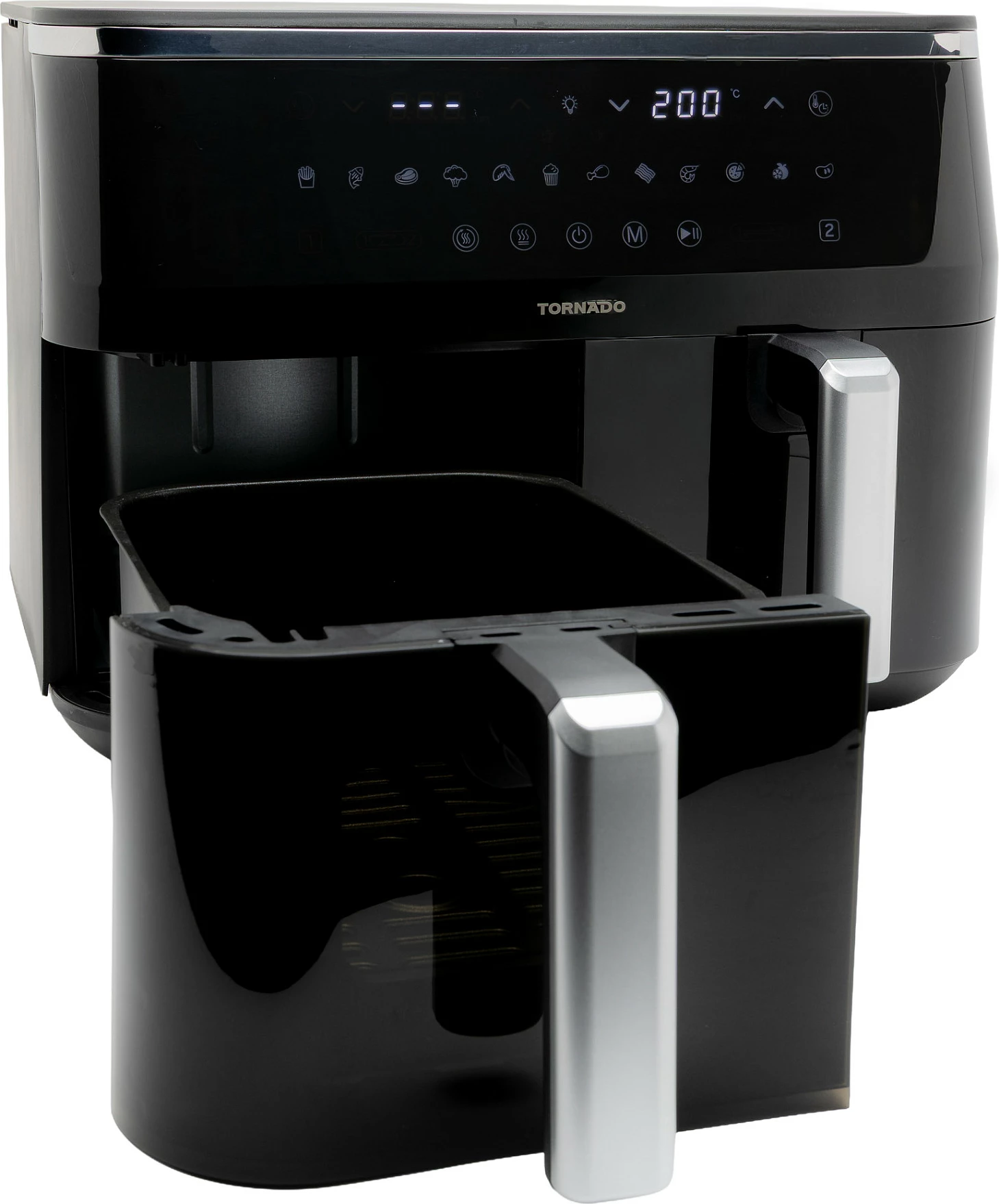 Air fryer Tornado TAFT-1000-GS Duo, dy shporta, panel digjital, e zezë