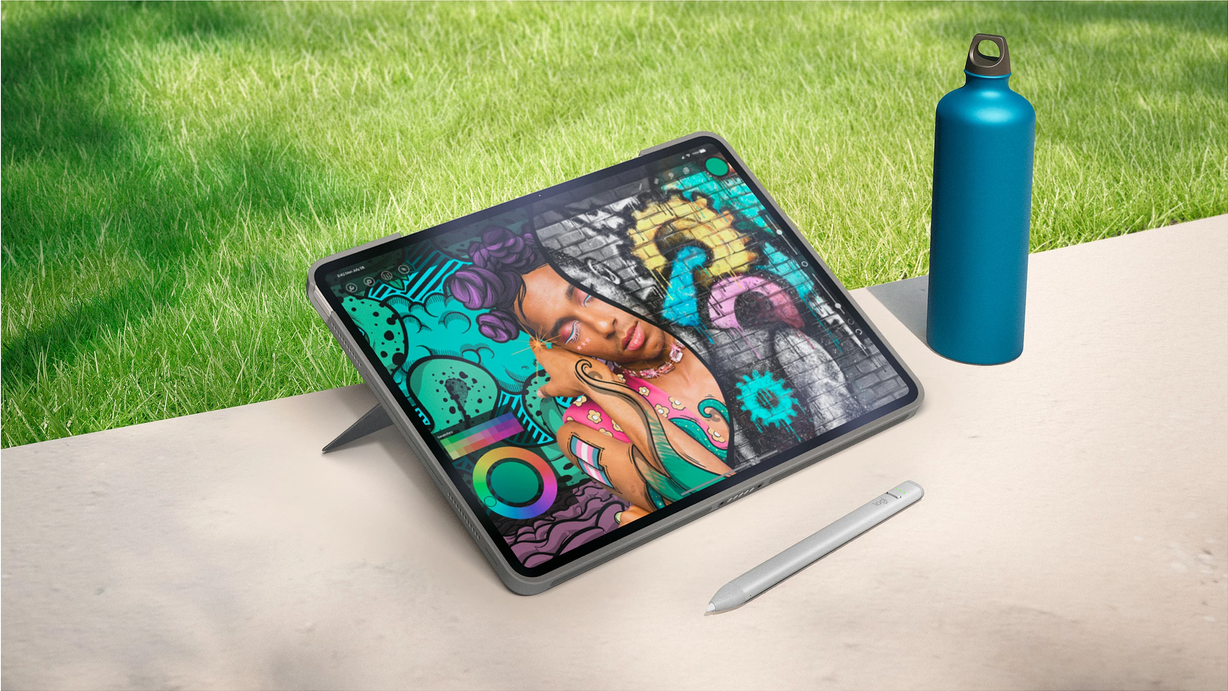 Mbështjellës tastierë Logitech Combo Touch, QWERTY, Anglisht UK, Trackpad, Gri Oxford