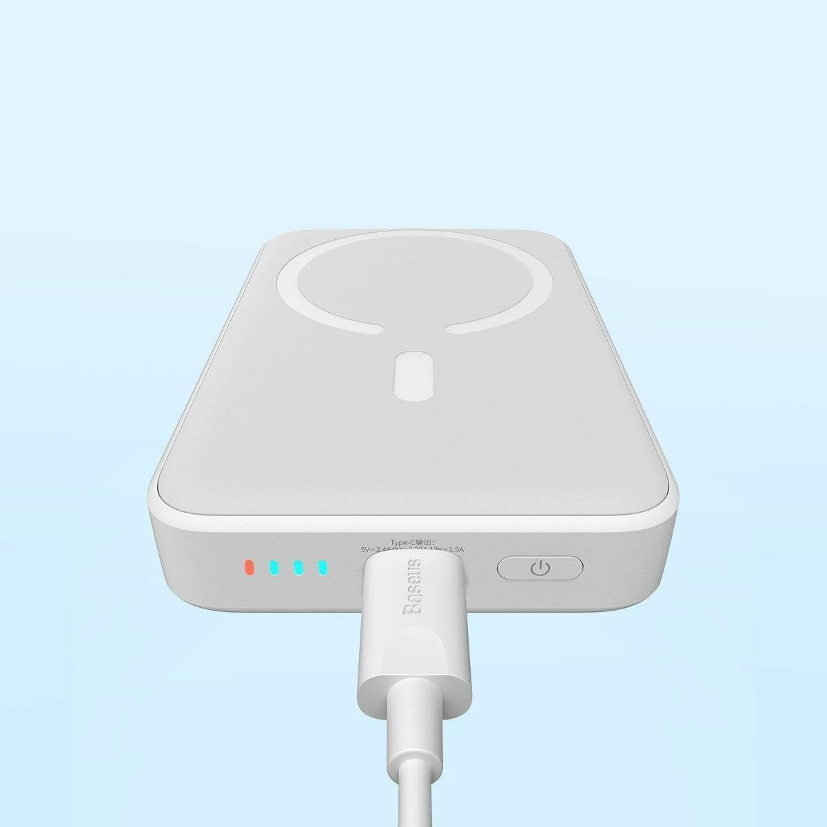 Powerbank Baseus Magnetic Mini 10000mAh, USB-C PD 20W / MagSafe 15W, i bardhë, me kabllo USB-C