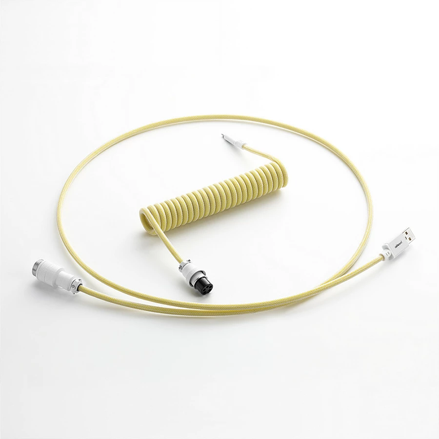 Kabllo tastiere CableMod PRO Coiled USB-C në USB-A, 150cm, Lemon Ice