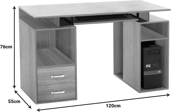 Tavolinë kompjuteri Liberion, ngjyrë druri natyral, 120x55x76cm