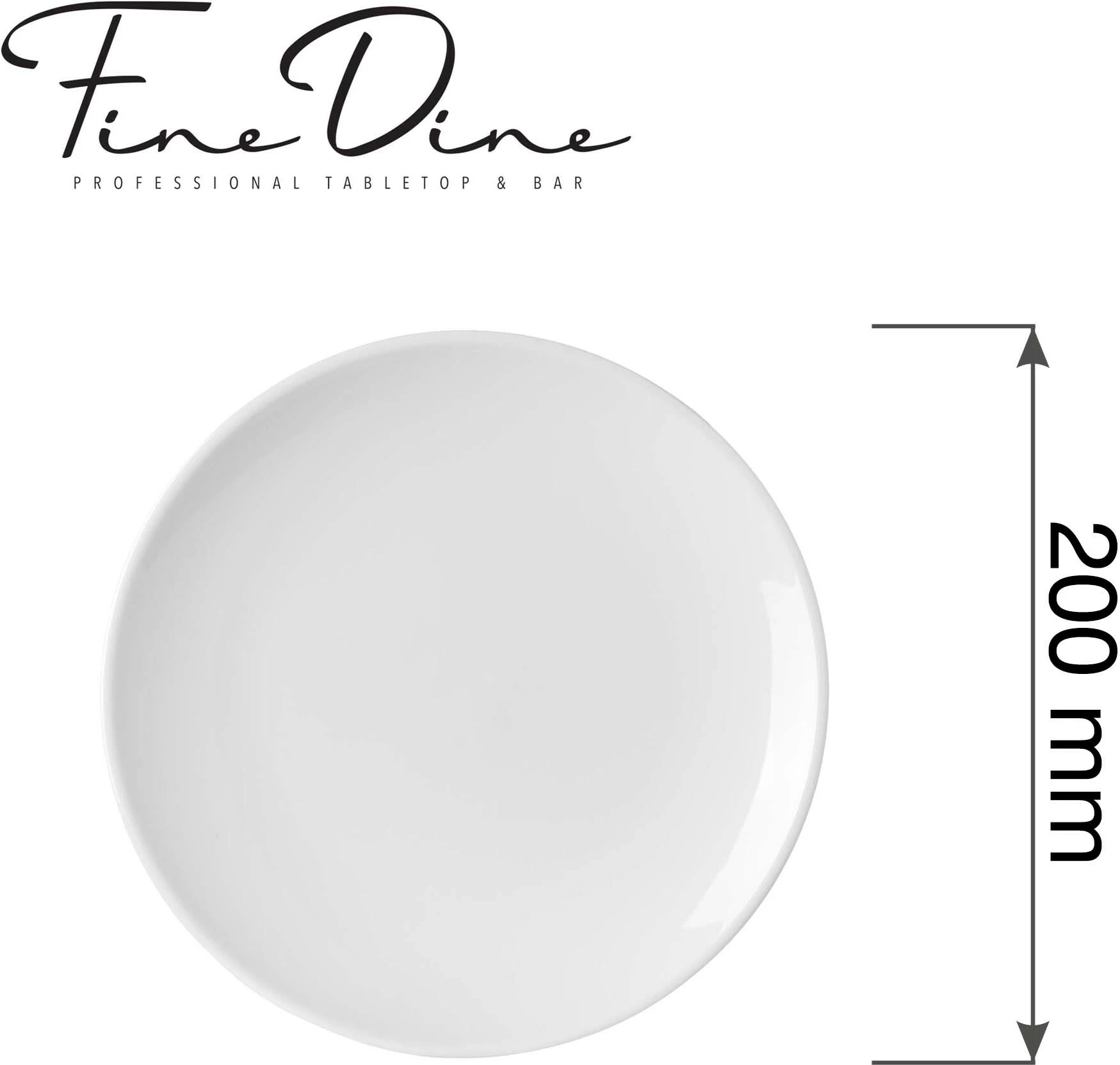 Pjatë e sheshtë Fine Dine Pure Bianco 200 mm, e bardhë, set 6 copë