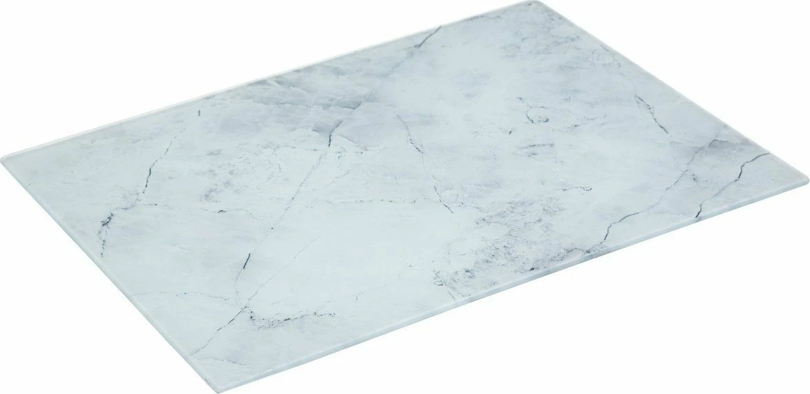 Dërrasë prerjeje 5five, xham i temperuar 40x30 cm, model mermeri, e bardhë, 1 copë