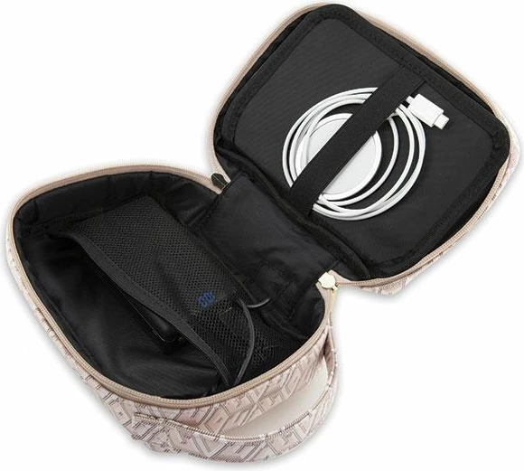 Çantë-organizer Guess GCube Stripe, 23.5x15.5x6.5cm, Rozë