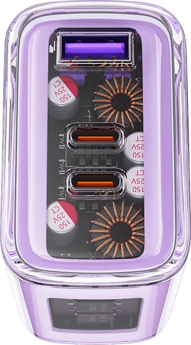 Karikues Acefast A45, GaN, 65W, 3 porta (1x USB, 2x USB-C), rozë