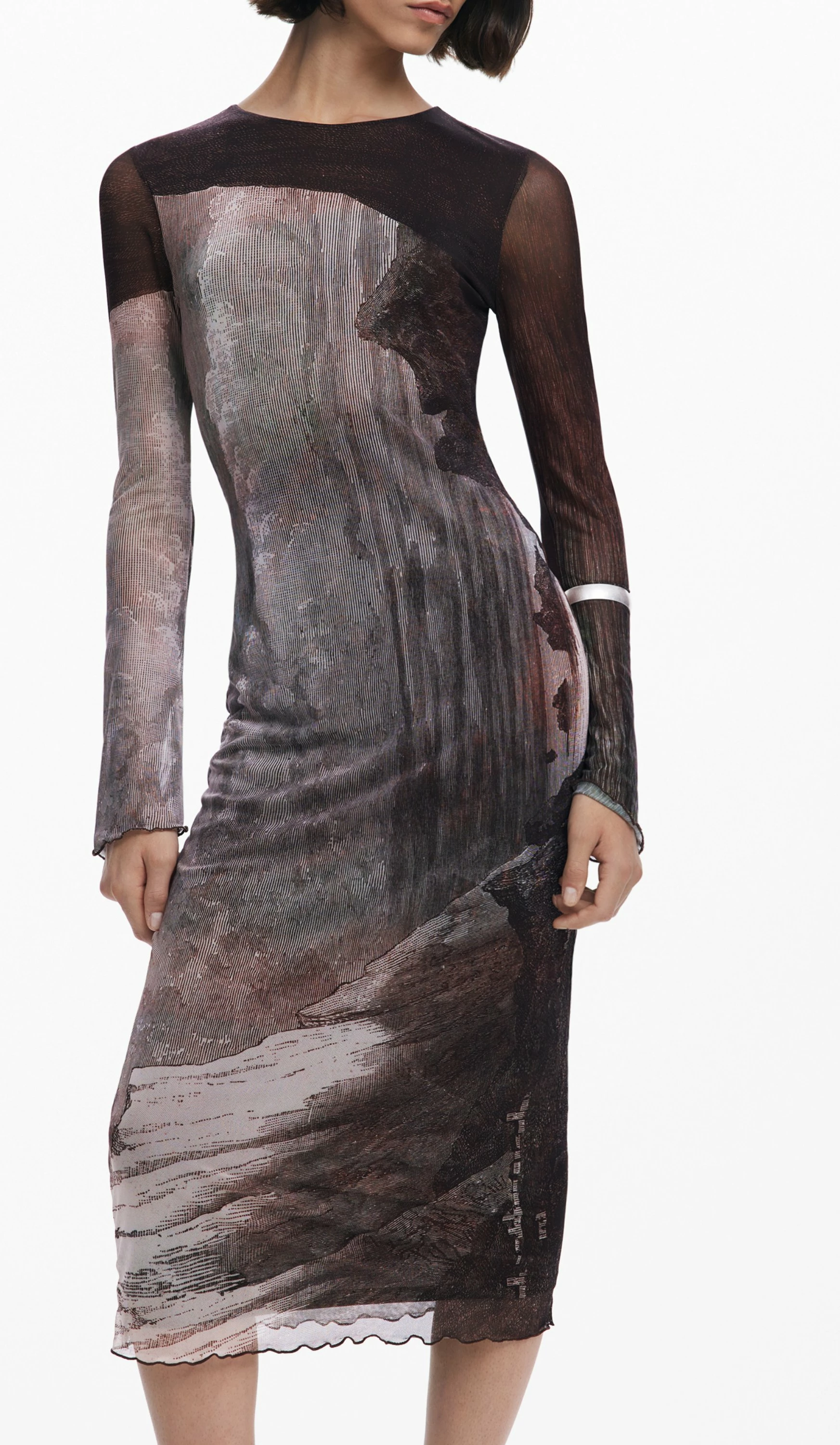 Fustan i gjatë DESIGUAL femra, kafe