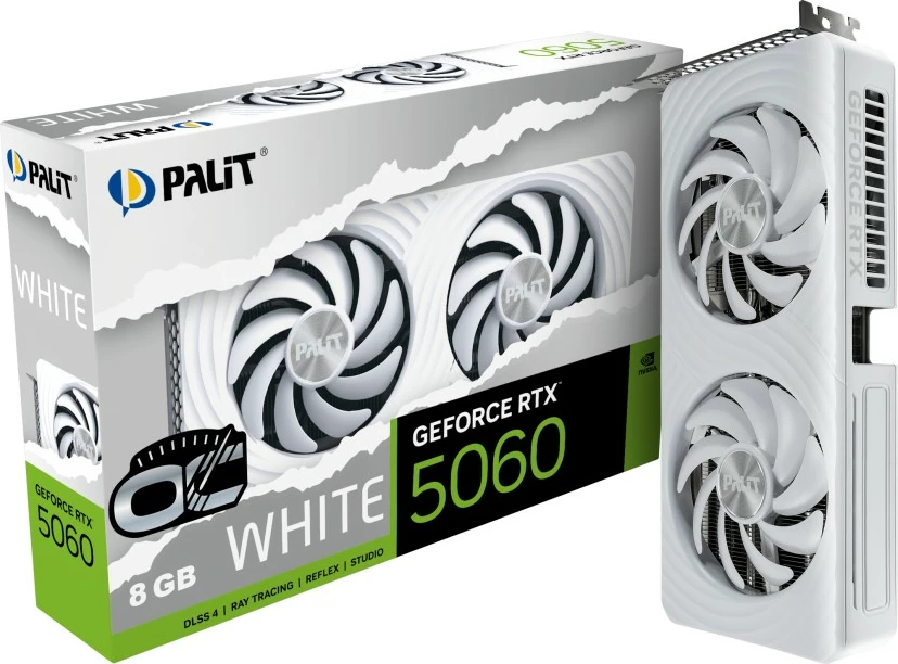 Kartë grafike Palit GeForce RTX 5060 White OC NE75060U19P1-GB2063M 8GB GDDR7 128-bit 3xDP/HDMI PCIe 5.0 e bardhë