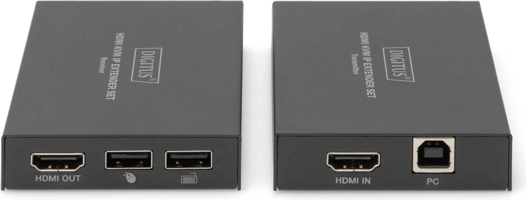 HDMI KVM IP Extender Set Digitus, 1920x1200, transmetues & pranues, 150m, me kabllo, e zezë