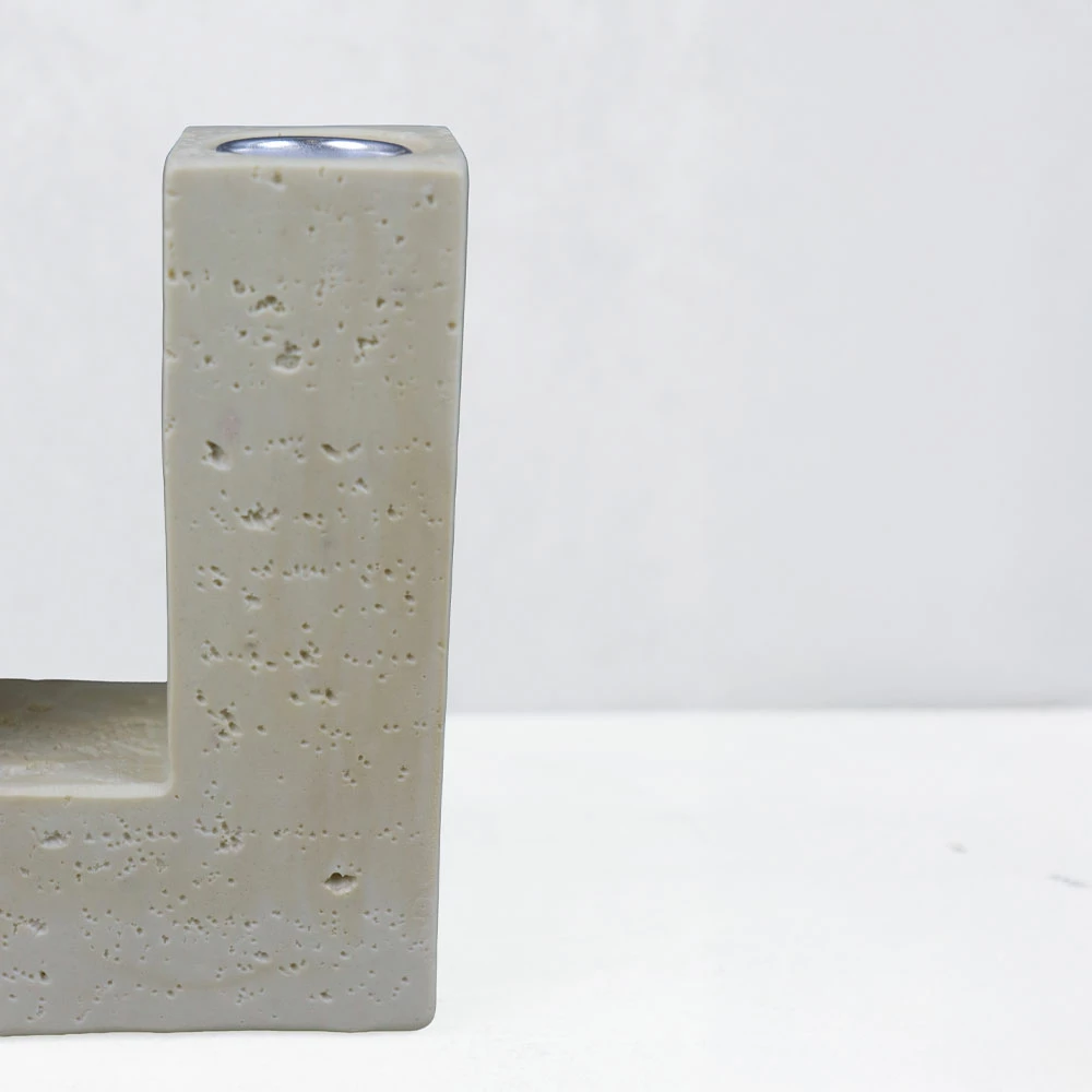 Mbajtëse qirinjsh FLUX III, rrëshirë, bezhë, 12x4x16cm