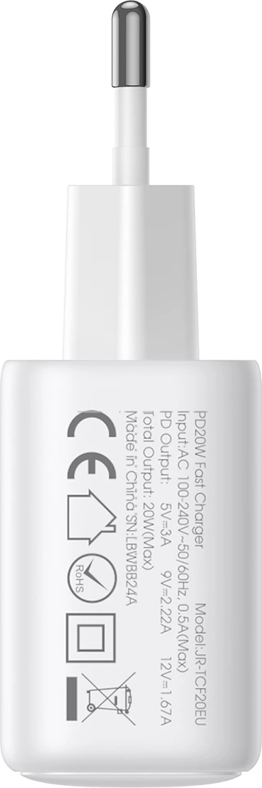 Kasë karikues Joyroom JR-TCF12, 2x USB-C, 20W, e bardhë