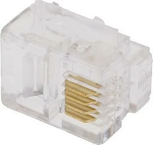 Konektor RJ11 NoName 4-pin (4P4C), transparente, paketim 10 copë