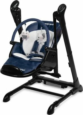 Karrige ushqimi 2-në-1 me lëkundëse Caretero Indigo, 0-15 kg, e zezë/navy