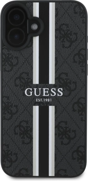 Mbështjellës Guess 4G Printed Stripes MagSafe për iPhone 16, zi