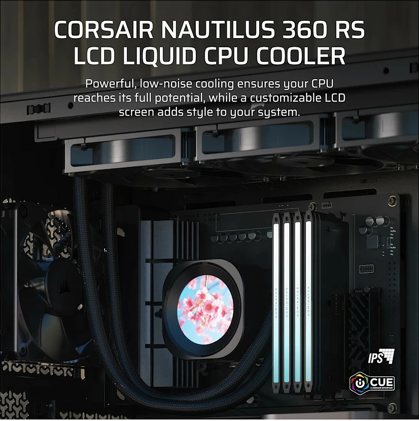 Ftohës uji AiO Corsair Nautilus 360 RS LCD, 360mm, PWM, LGA1700/1851, AM4/AM5, i zi