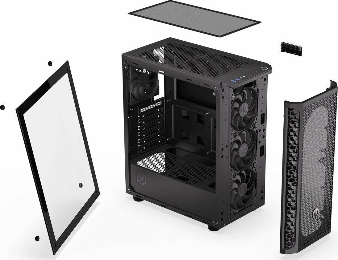 Kasë Endorfy Signum 300 Air EY2A005 Midi Tower ATX/mATX/Mini-ITX, panel anësor xham i kalitur, 4x Stratus 120 PWM fanë, e zezë