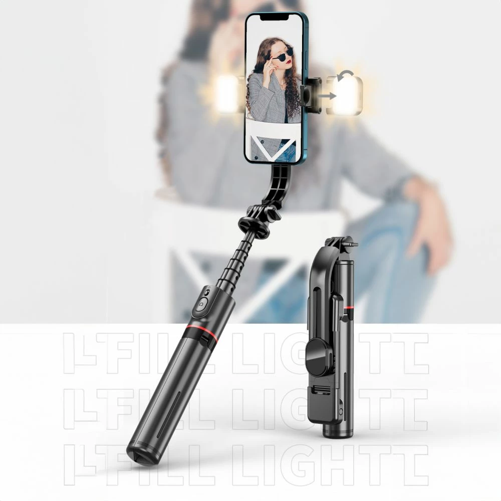 Selfie stick me tripod Tech-Protect L05S me Bluetooth dhe dritë LED, i zi