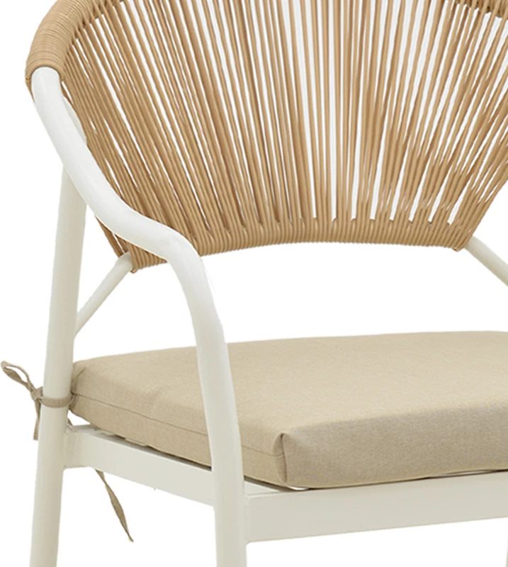 Set Bonanza për sallon, 4 pjesë, ratan bezhë-alumin i bardhë