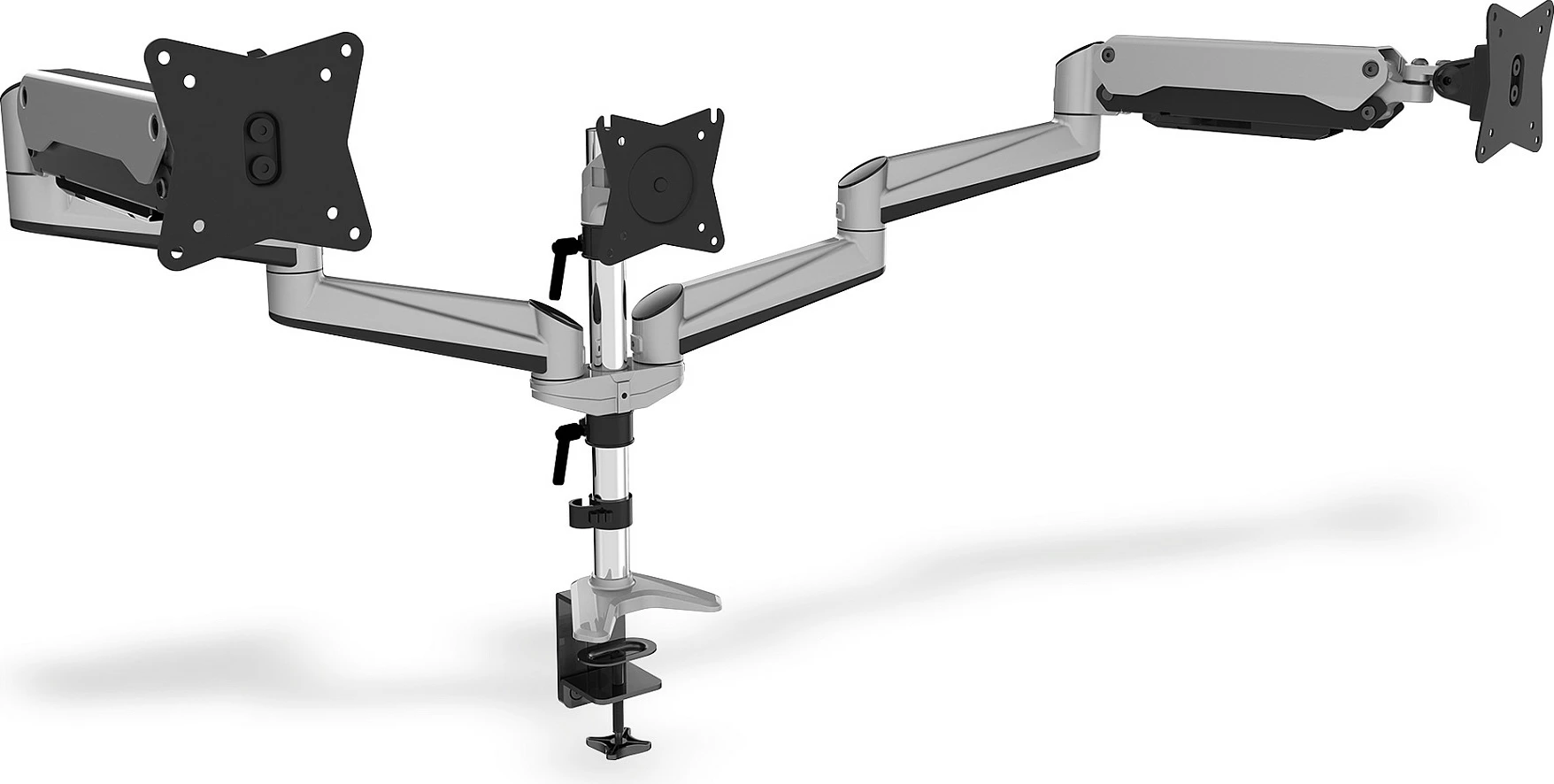 Mbajtës tavoline për 3 monitorë Digitus, universal, gas spring, 17-27 inç, VESA 100x100, zi/gri