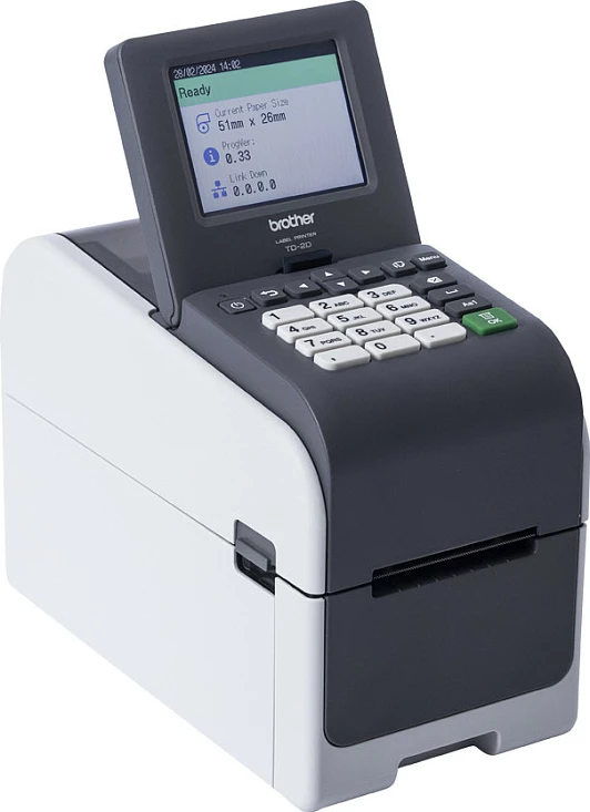 Printer etiketash Brother TD-2350DSA203, termal direkt, 203 dpi, 152 mm/s, Wi‑Fi/Bluetooth/Ethernet, zi/gri
