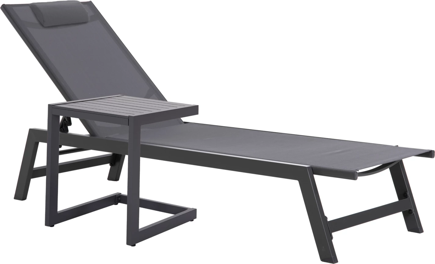 Tavolinë anësore për shezlong, alumin, ngjyrë gri e errët, BELLING FH6274.03, 42x43x53cm