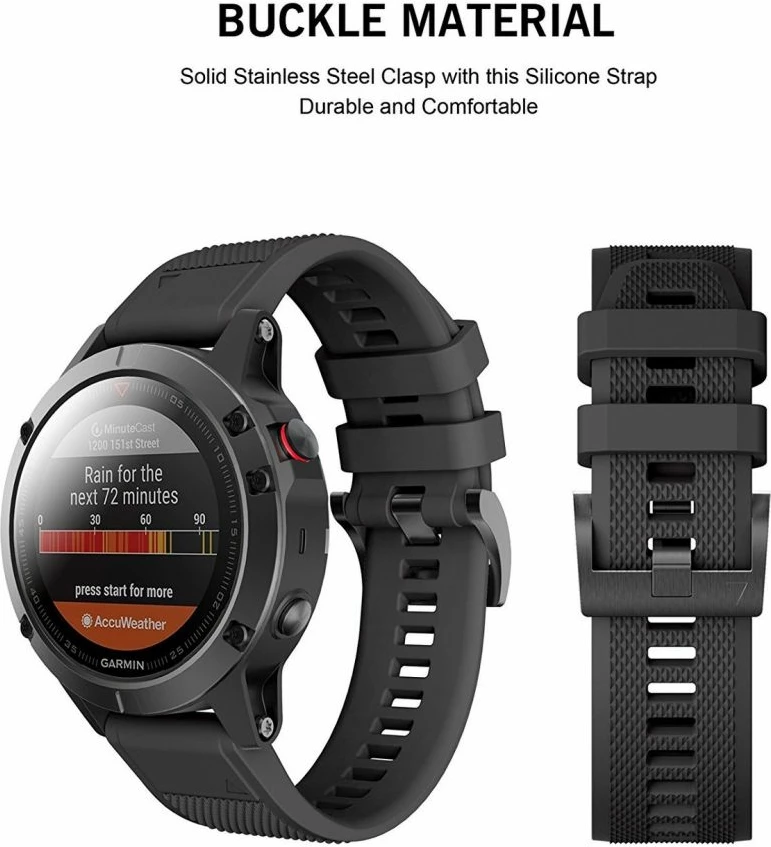 Rrip Tech-Protect Smooth për Garmin Fenix 5/6/6 Pro/7, i zi
