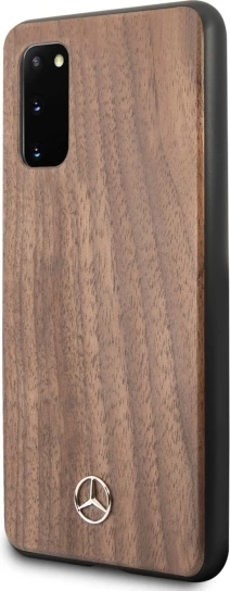 Mbështjellës Mercedes Wood Line Walnut për Samsung Galaxy S20 G980, kafe