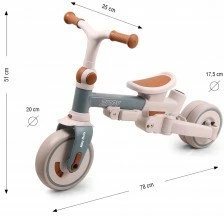 Tricikël fëmijësh Milly Mally Zippy, 12+ muaj, 25 kg max, ulëse rrotulluese 180°, rrota shkumë, kornizë çeliku, me tendë dhe shtytës prindi, Blu