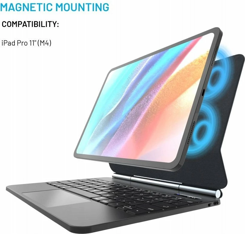 Mbështjellës me tastierë FIXED Typee për Apple iPad Pro 11\" M4 (2024), Bluetooth, me trackpad, USB-C, i zi