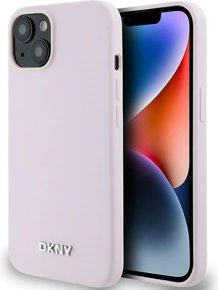 Mbështjellës DKNY Liquid Silicone Small Metal Logo MagSafe për iPhone 14/15/13, Rozë