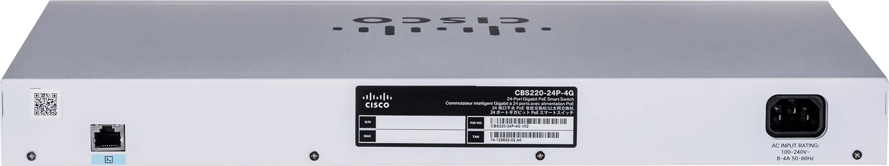 Cisco CBS220-24P-4G Ethernet i menaxhuar L2 Gigabit (10/100/1000) Fuqia mbi Ethernet (PoE) 1U Bardhë