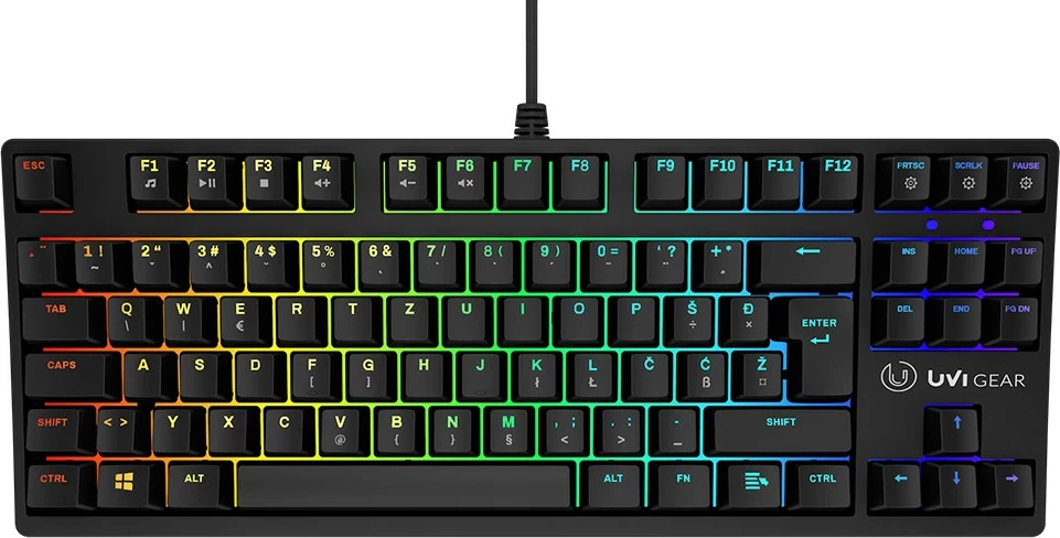 Tastierë gaming UVI Pride Mini TKL 87 taste, UK SLO/CRO layout, RGB, e zezë