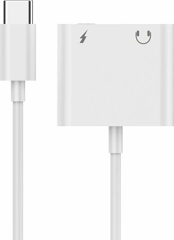 Adapter USB Gembird A-CM-3.5FP-01 USB-C në Jack 3.5mm + USB-C, i bardhë