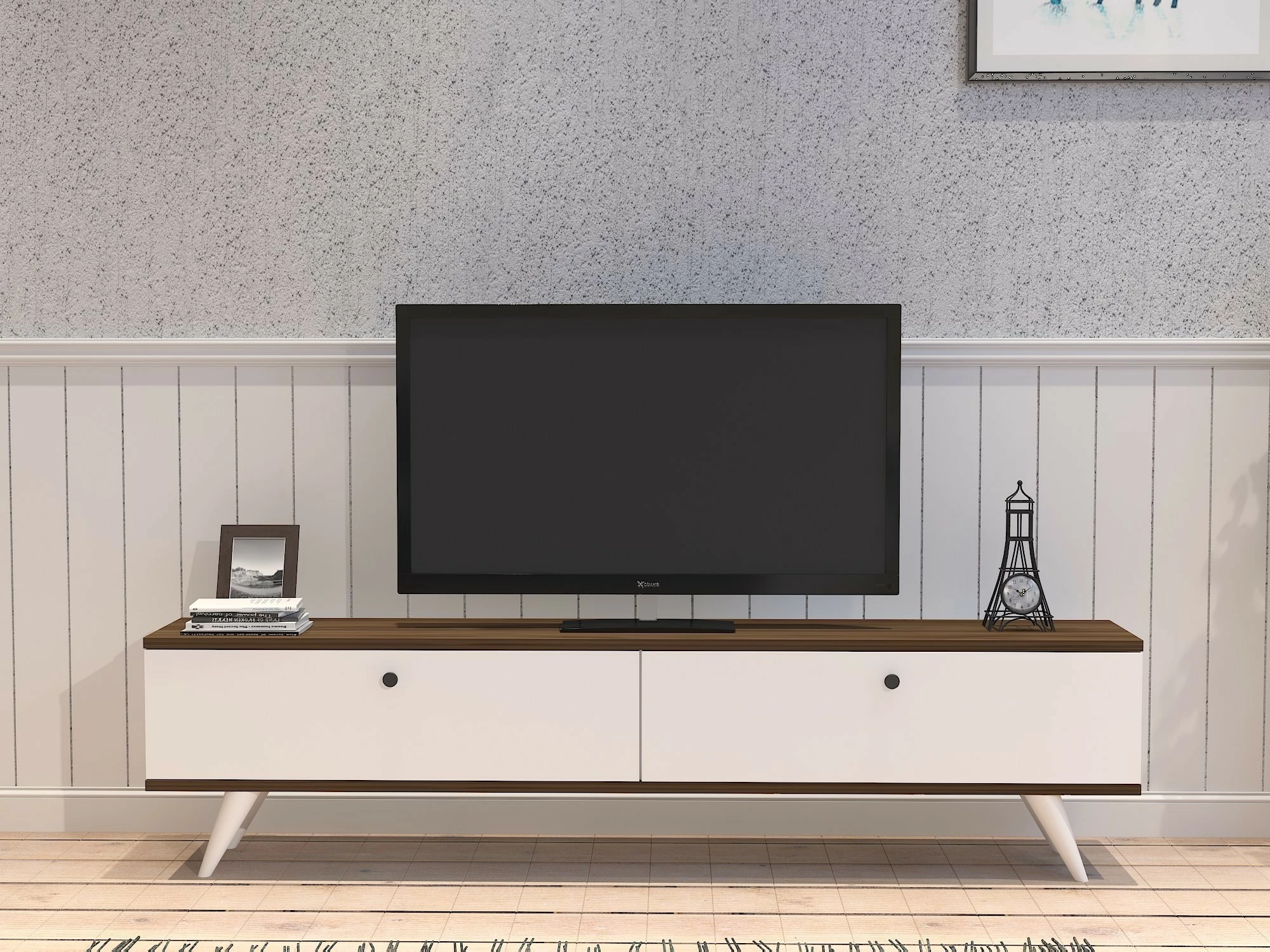 Komodë TV Hanah Home Paris, e bardhë dhe arre