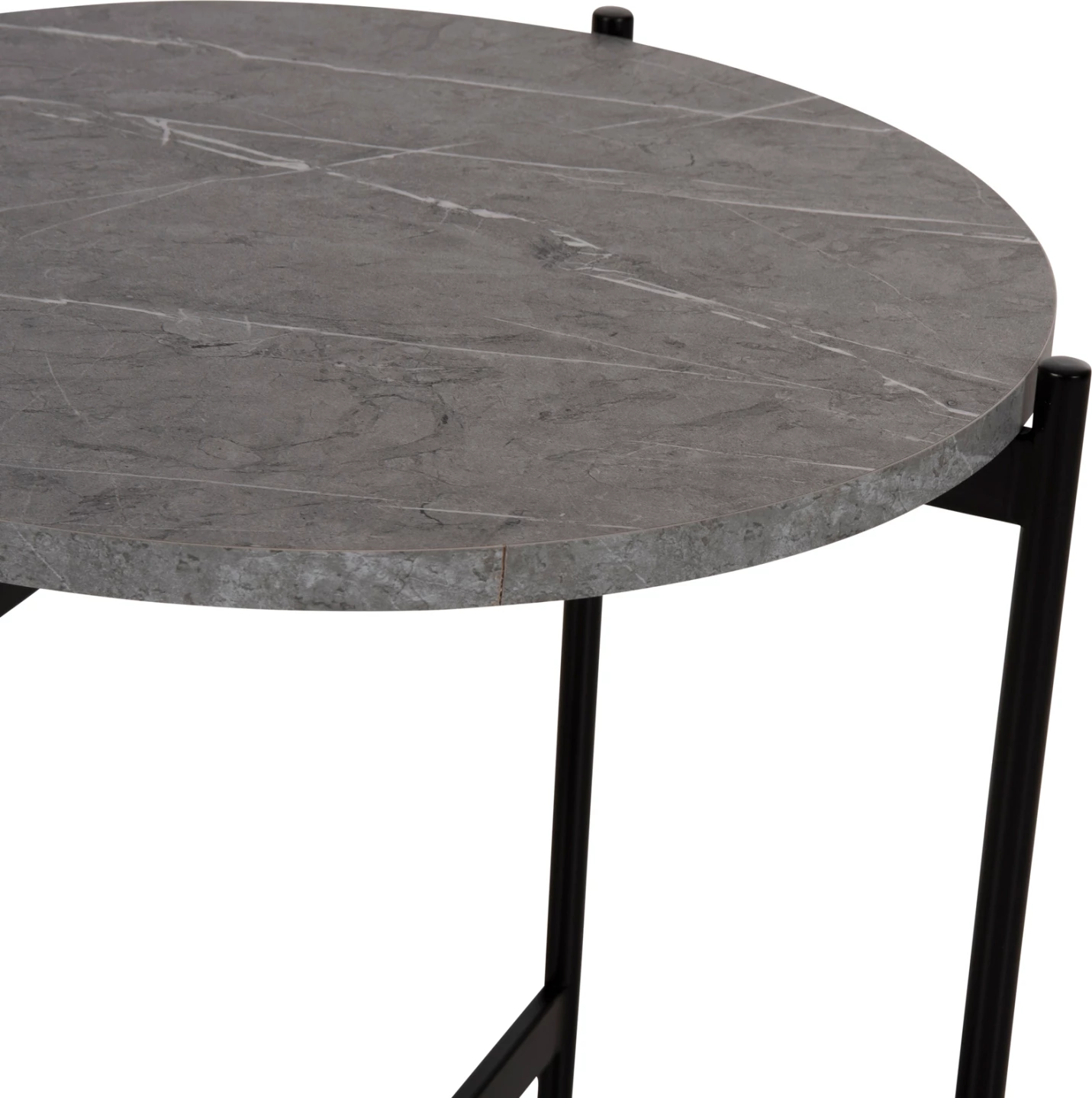 Tavolinë anësore FH9589.02 MDF mermer gri-bazë metalike e zezë Φ50x55Hcm