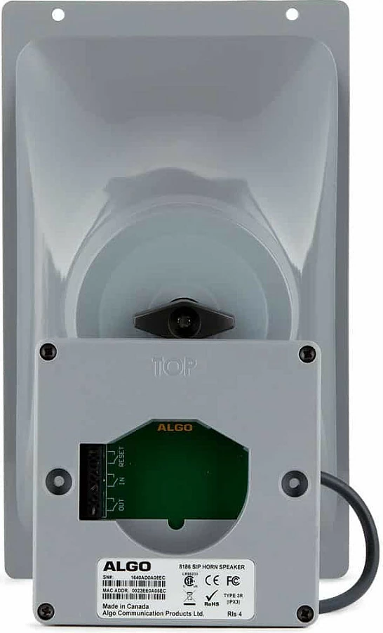 Altoparlant IP horn ALGO 8186, PoE, 8W, SIP, IP66, me kabllo, gri