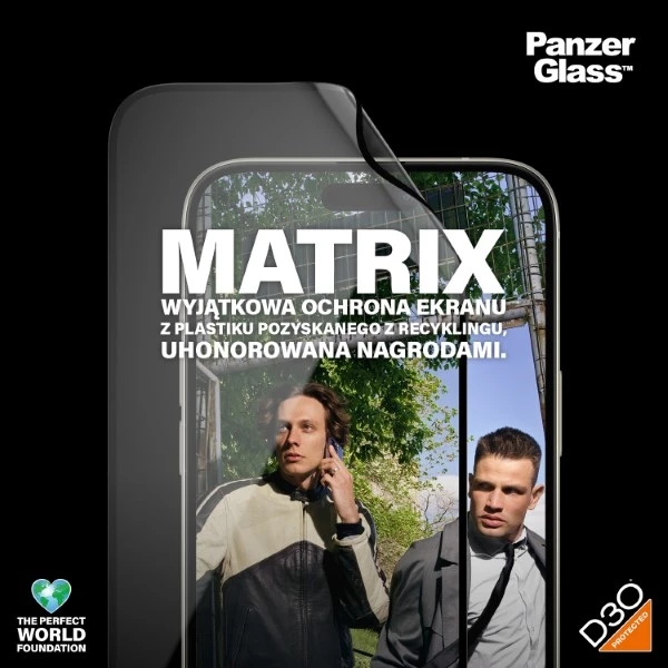 Xham mbrojtës PanzerGlass Matrix Ultra-Wide-Fit për iPhone 15 Plus, me aplikator