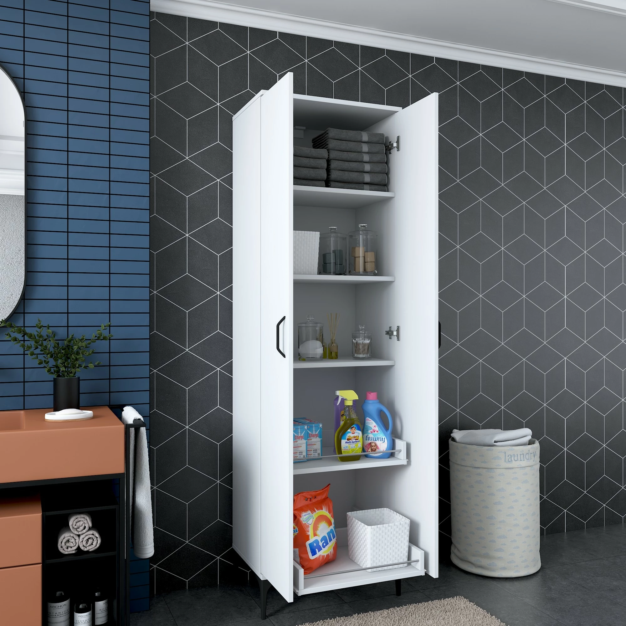 Dollap shumëpërdorimësh, ngjyrë e bardhë, Skye Decor, JE110 - 2945