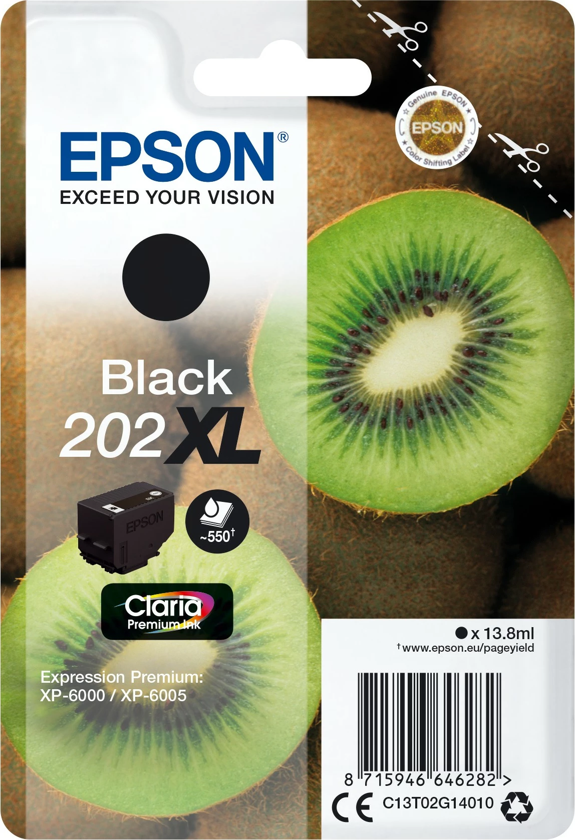 Toner Epson Kiwi Singlepack Black 202XL, High (XL) Yield, 13.8 ml, i zi