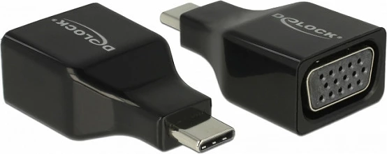 Adapter USB-C në VGA DeLOCK 63933, Full HD 1920x1080, i zi