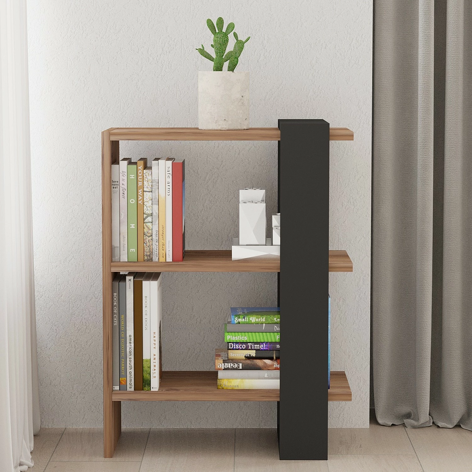 Raft librash Hanah Home, Ova, ngjyrë lisi dhe antraciti