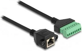 Adapter kabllo rrjeti DeLOCK RJ45 (femër) në terminal block, Cat6, 2 m, zi/gjelbër