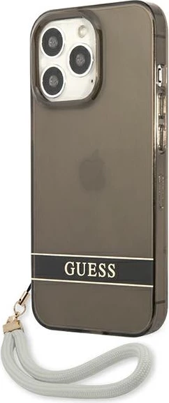 Mbështjellës Guess GUHCP13LHTSGSK për iPhone 13/13 Pro 6.1", i fortë, me rrip, i zi