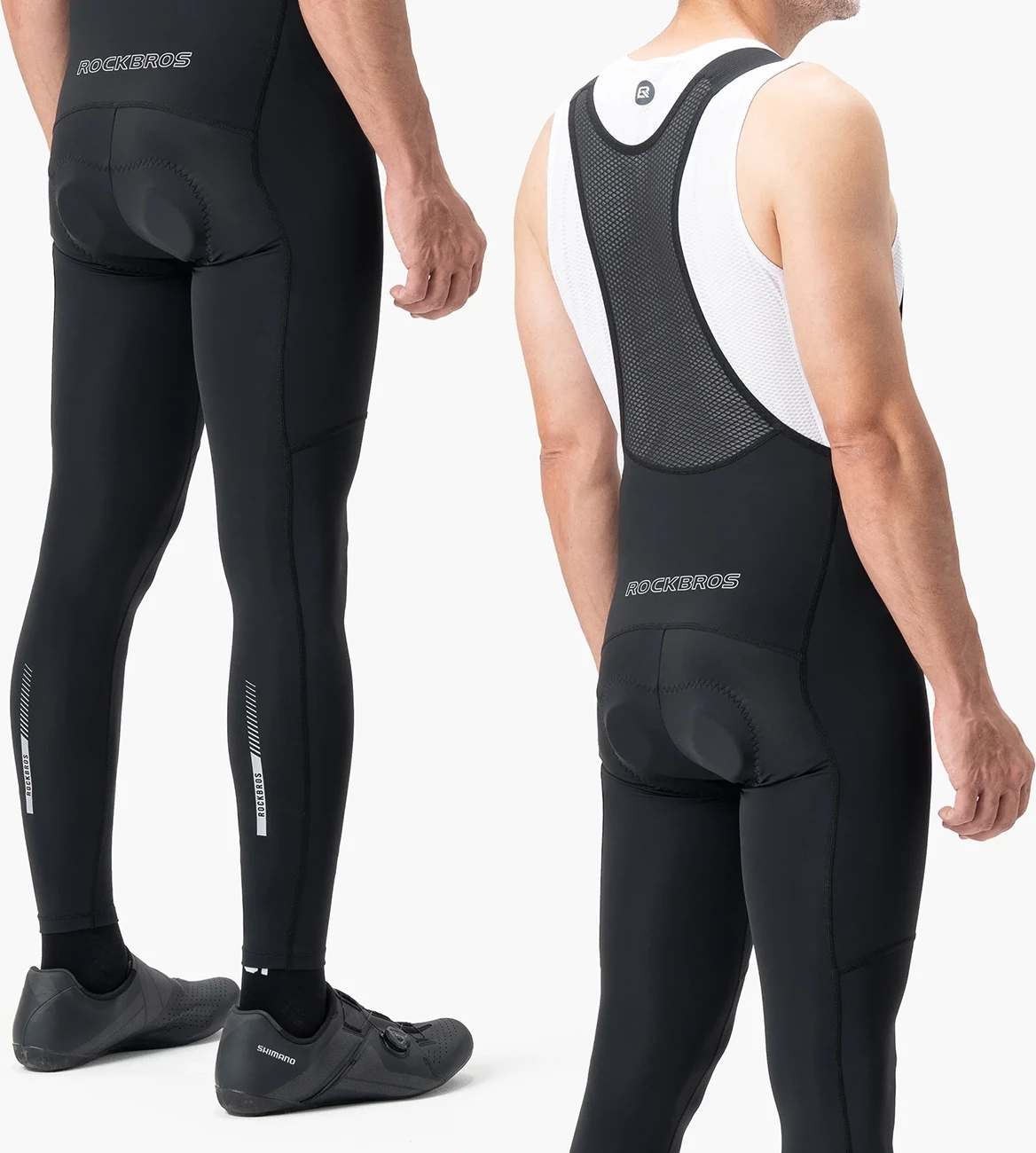Pantallona të gjata çiklizmi me rripa Rockbros 200021, me pad, XL, të zeza