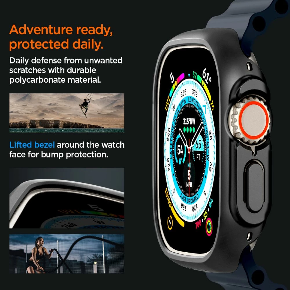 Mbështjellës Spigen Thin Fit për Apple Watch Ultra 49mm, Zi