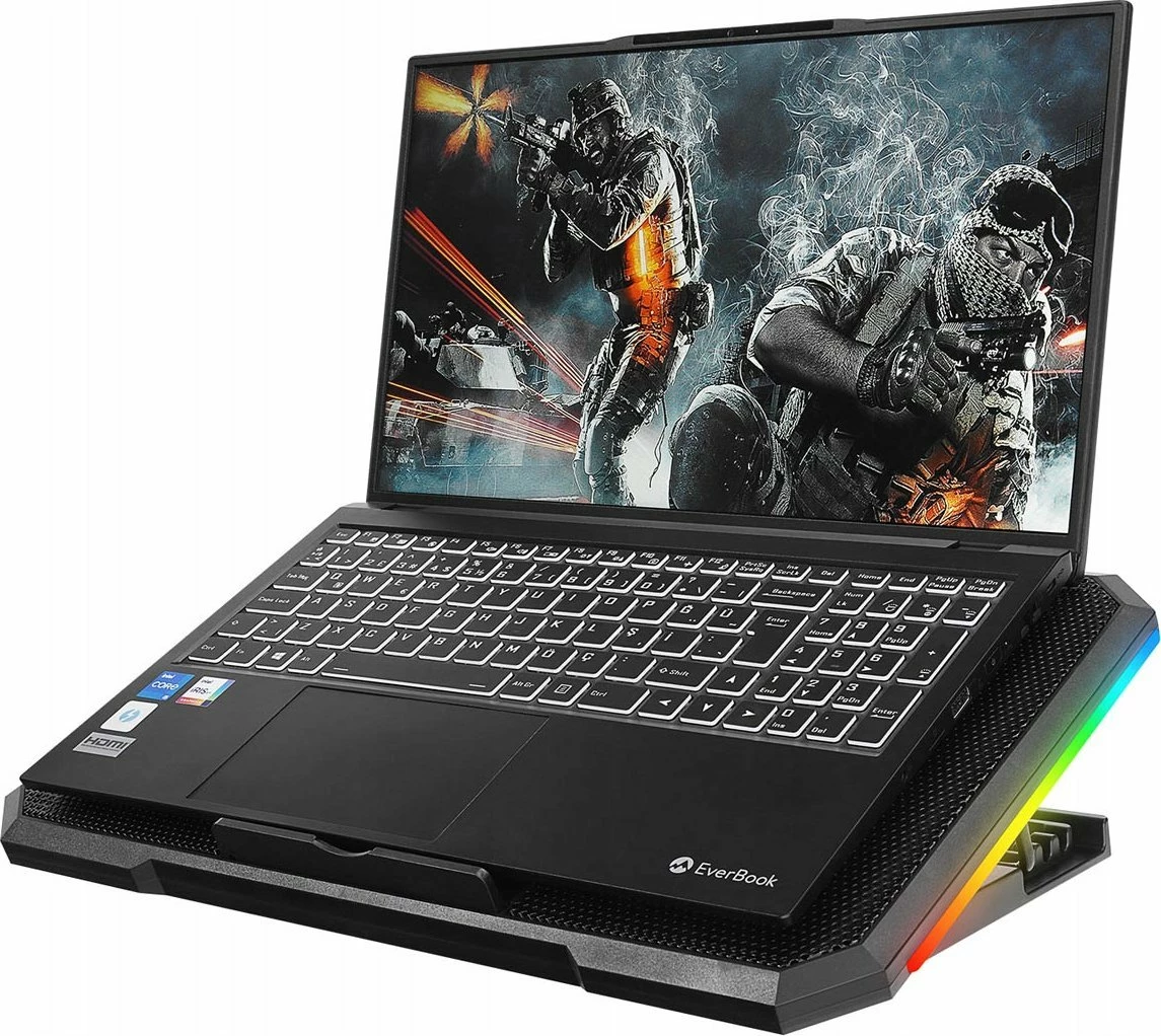 Mbajtës ftohës për laptop Rampage AD-RC12 GameZone, 2x120mm, RGB, 2x USB 2.0, 15-17\", i zi, me kabllo USB