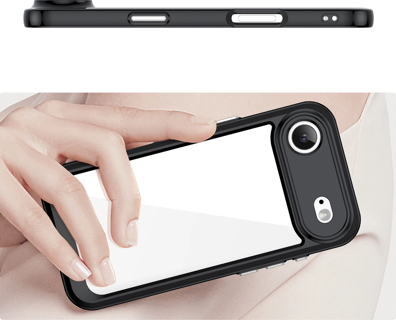 Mbështjellës Hurtel Outer Space për iPhone 17 Air, MagSafe, i zi transparent